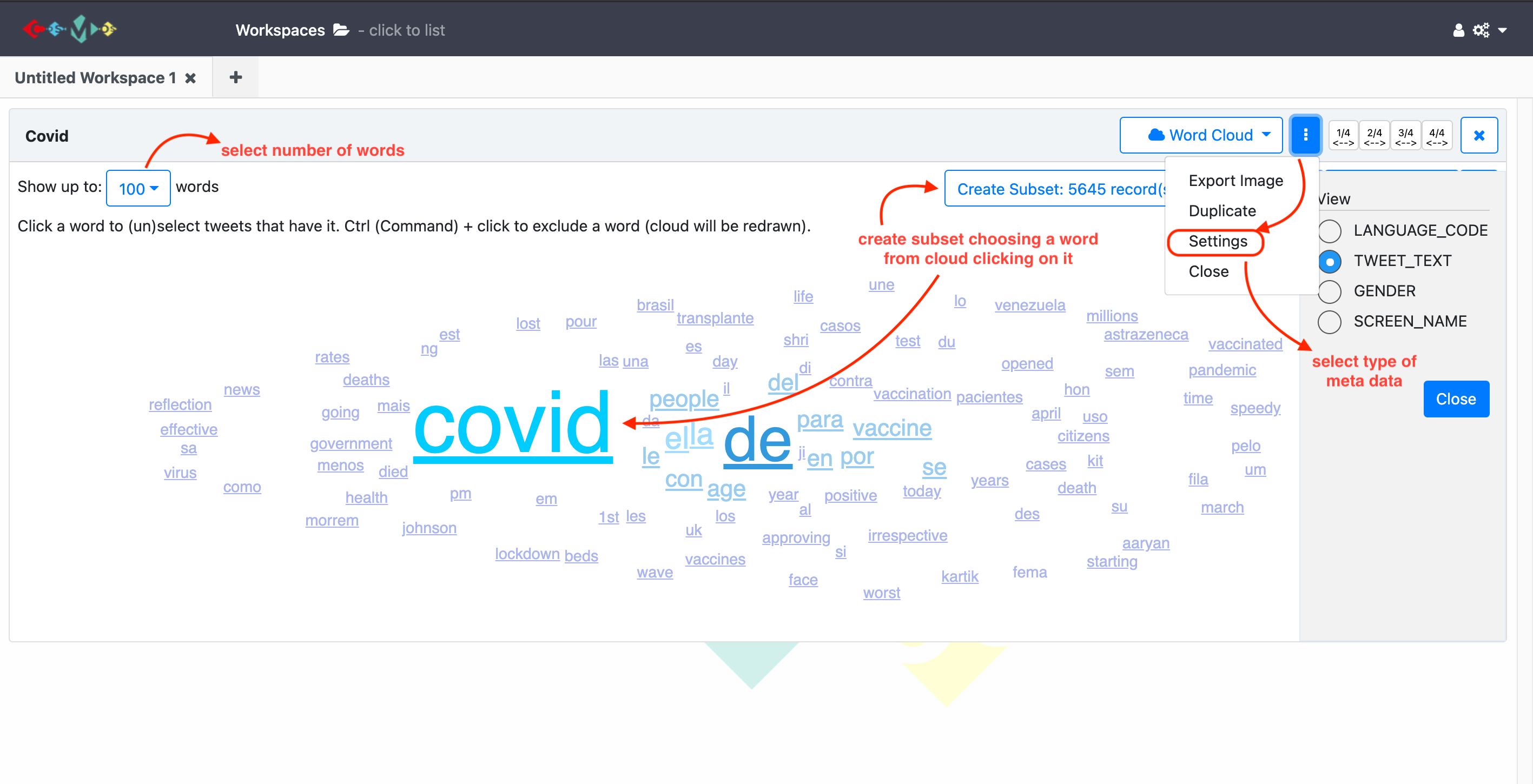 Word Cloud view