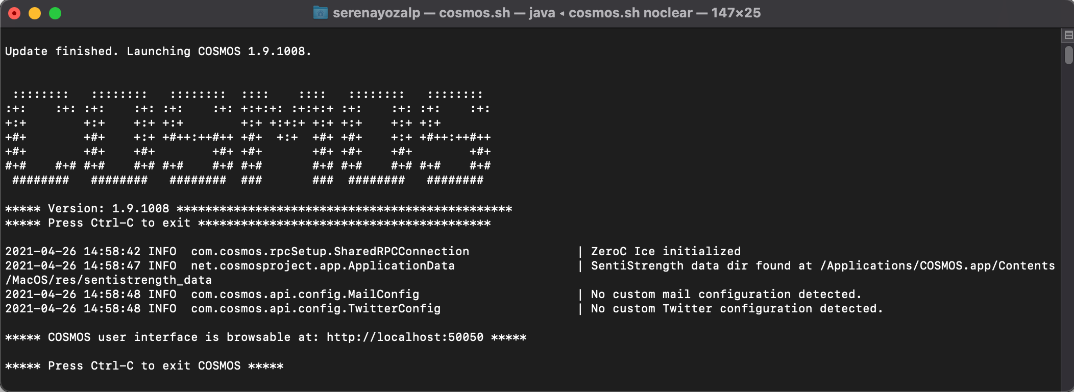 cosmos running